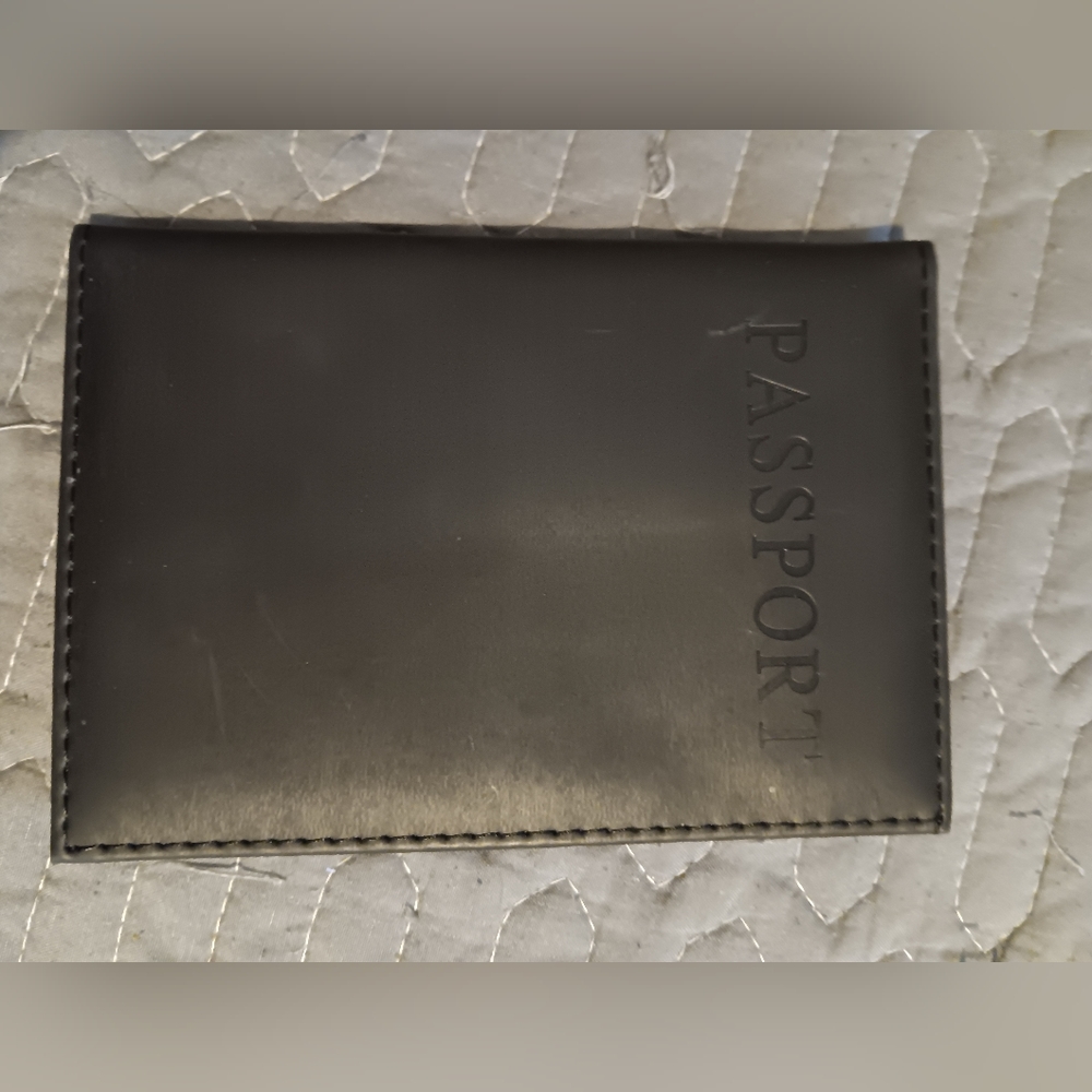 Brown Faux Leather Passport Holder.